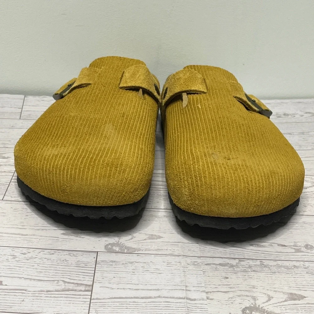 Birkenstock Boston Corduroy Suede Clogs Yellow Brown Ochre Mens 46 13